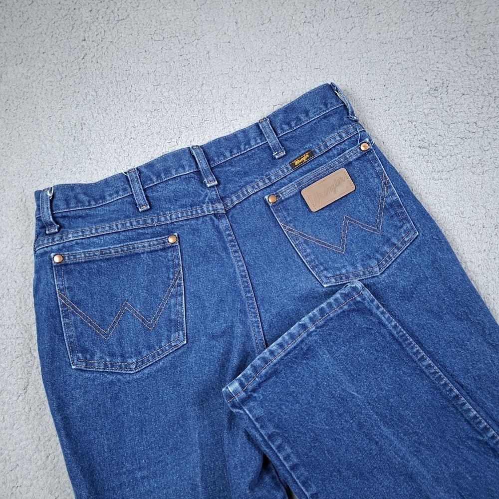 Wrangler 936PWD Cowboy Cut Slim Fit Jeans Mens 34x33 Blue Denim Straight Leg